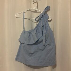 Vineyard Vines one shoulder blue cotton‎ blouse size 2.